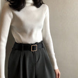 Spring And Autumn Blouse New Korean Version Of The Slime With High-Necked Long-Sleeved Bottom Shirt Thin Sweater Knitted Sweater Tide