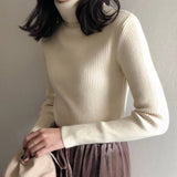 Spring And Autumn Blouse New Korean Version Of The Slime With High-Necked Long-Sleeved Bottom Shirt Thin Sweater Knitted Sweater Tide