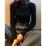 Spring And Autumn Blouse New Korean Version Of The Slime With High-Necked Long-Sleeved Bottom Shirt Thin Sweater Knitted Sweater Tide