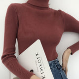 Spring And Autumn Blouse New Korean Version Of The Slime With High-Necked Long-Sleeved Bottom Shirt Thin Sweater Knitted Sweater Tide