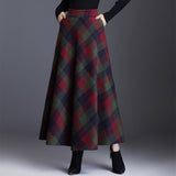 Real Shooting Retro Hair Lattice Half-Dress Women's Autumn And Winter Long High-Waist Skirts This Skirts Thickened
