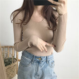 2025 New Knitwear In The Knit Shirt Autumn And Winter Jacket Thick Tight Height Collar Sweater Women's Bottom Shirt