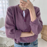Scented Taro Purple Sweater Women's Cardigan Coat Women's College Style 2026 Autumn New Women's Korean Version Of Long-Sleeved Solid Color Top