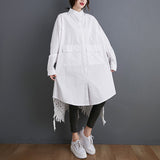 2026 Autumn Dress Fat Large-Size Women's Design Fashion Large-Size Shirt Women Hollow Hook Flowers Long Shirt Women