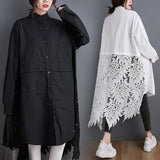 2026 Autumn Dress Fat Large-Size Women's Design Fashion Large-Size Shirt Women Hollow Hook Flowers Long Shirt Women