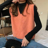 Autumn And Autumn 2026 New Tide Korean Version Of Loose Short-Sleeved Shoulder Clip Vest Wearing V-Neck Knitting Vest