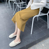 Knitted Skirt Women Autumn Winter Winter With Sweater High Waist Long Line 100 With Thick Open Fork And Hip Skirt