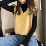 Autumn And Autumn 2026 New Tide Korean Version Of Loose Short-Sleeved Shoulder Clip Vest Wearing V-Neck Knitting Vest