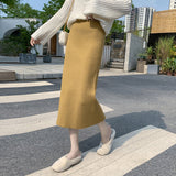 Knitted Skirt Women Autumn Winter Winter With Sweater High Waist Long Line 100 With Thick Open Fork And Hip Skirt