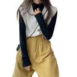 Autumn And Autumn 2026 New Tide Korean Version Of Loose Short-Sleeved Shoulder Clip Vest Wearing V-Neck Knitting Vest
