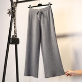Thick Knitted Wide Leg Pants Women Autumn And Winter High Waist 2026 Loose Vertical Trousers Long Pants Smoke Pipe Pants Women