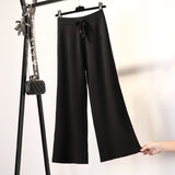 Thick Knitted Wide Leg Pants Women Autumn And Winter High Waist 2026 Loose Vertical Trousers Long Pants Smoke Pipe Pants Women
