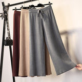 Thick Knitted Wide Leg Pants Women Autumn And Winter High Waist 2026 Loose Vertical Trousers Long Pants Smoke Pipe Pants Women