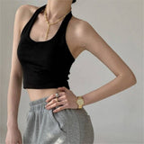 Fashion Design With A Sense Of Back-Hanging Neck Sling Vest Women's New Hottie Sexy Slimming Short Top