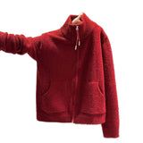 KANING Collar Thick Red Sweater Women's Cardigan High-Necked Autumn And Winter New Lazy Woolen Knitted Knitted Shirt