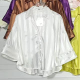 Temperament 2026 Summer New Loose Striped Casual Collar Short-Sleeved Shirt Women's Top