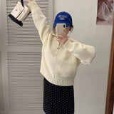 KANING Half-High Collar Half Zipper Red Sweater 2026 Autumn And Winter New Design Sense Loose Knitted Shirt