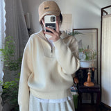 KANING Collar Half Zipper Pit Knitted Jersey Women 2026 Autumn New Korean Lazy Wind Cover Sweater Woman