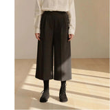 Autumn And Winter New Loose Waist This Skirts Loose Broad Leg Pants Wool Nine Trousers Hairs Thickening Thin