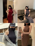 Light-Cooked High-End Feel Pure Windy High-Neck Dress Woman 2025 Summer Hottie Sexy Bag Ass Long Skirt