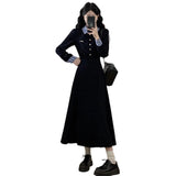 Autumn And Winter French Temperament Fake Two Spliced POLO Collar Dress Women Large Size Waist A Skirt Long Dress