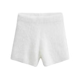 Korean Sweet Soft-Crysted Shorts Temperament High-Waist Straight Trousers Autumn Niche Design Fashion Three-Point Trousers Woman