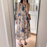 Ink Painting Vest Dress Niche Design Sense 2025 Spring And Summer New Retro Literary Temperament New National Style Long Dress