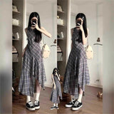French Sleeveless Irregular Lattice Vest Dress Women's Summer 2025 New Small Temperament Long Dress