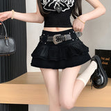 2026 Summer New Women's College Hottie Super Short Cowboy Cake Skirt Sexy Ponmp Skirt Half Dress