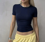 2026 New Gentle T-Shirt Girl Slimming Temperament Commuting Niche Design Sense Korean Women's Top