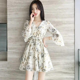 Mid- And Short Dress 2025 Summer New High-Waisted Small 150Cm Broken Flowers Very Fairy French Dress