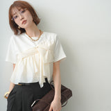 Multiplication Large Quantities Of High-End Women's Cotton Short-Sleeved Shirt Chic White-Collar Breathable Cotton Tops High-End Feel Top
