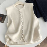High-Grade Knitted Vest Female French Temperament Simple Yang Suit Vest Stacked With Outer Tops Solid Color Short