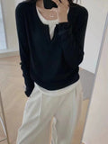 KANING Ramming Two-Piece Knitted Jersey Woman 2026 Autumn New Korean Design Sense Bottom Sweater Woman