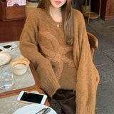 Kaning Bow Languid Wind Jacket Sweater 2026 Autumn And Winter New Loose Korean Design Knitted Shirt