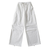 Vintage Water Wash Cotton Casual Workwear Trousers Women Autumn Babes Loose Draw Rope Wide Legs Parachute Trousers