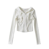 Thick Knitting Pit Hooded Zip-Up Tops Slimy Hottie Hoodie Long Sleeves