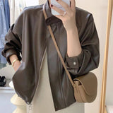 Curry Leather Coat Women's Leather Jacket 2025 New Hong Kong Style Short Locomotive This Year Popular Fashion Retro