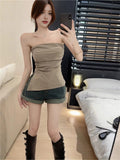 Smear The Chest Wearing Summer Sleeveless Vest Female Design Sense Of Irregular Opening And Fork To Close The Waist And The Bottom Of The Wrapped Breast Hottie Top