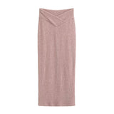 Ins Babes V-Sistered Fork Dress Girl Autumn New Personality Pit Knitted Hip Skirt Half-Dress Skirt