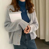 Soft Glutinous Velvet Coarse Stitched Single Buckle 2026 Gentle Wind New Knitted Retro Cardigan Sweater Women's Coat