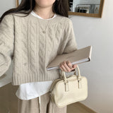 Kaning Fashion Round-Necked Jasmine Knitted Shirt 2026 Autumn And Winter New Blouse With Lazy Wind Sweater