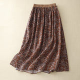 Real Shooting 2026 Summer New Art Retro Broken Flowers Tight Waist Half-Dress Skirt Long Skirt Girl #6611