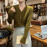 KANING French Simple Design Feel Solid Color Bottoming Knitted Women 2026 Autumn New V-Neck Sweater Bottom
