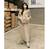 High-End Long-Sleeved Jacket Suit Women 2026 Spring And Autumn New Temperament Lady Hanging Neck Dress Two Sets