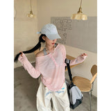 Lazy Wind High-End Striped Long-Sleeved Woman Autumn Leisure Thin Bottom Shirt Hot Girl Thin Top