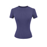 Summer Shoulder Ant Waist T-Shirt Thread Solid Color Foundation Repair Bottom Wide Edge Round Neck Bottom