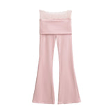 Spice Lace Splicing Horn Trousers Bag Casual Repair Leg Long Fashion Trousers