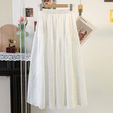 2026 Real Cotton With Lining Embroidery Emptiness Lace Skirt Literary And Artistic Skirt Tight Waist Skirt Summer