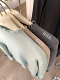 Super Good-Looking Wooden Ear With Velvet Knitted Jersey Women 2025 Autumn And Winter To Keep Warm And Pure Color Inside The Bottom Shirt Top